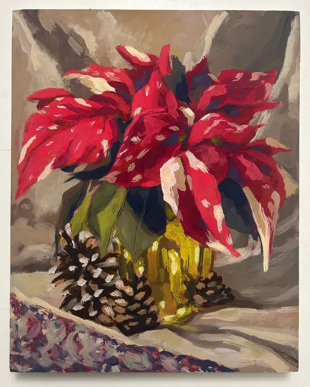 Image for Speckled Poinsettia and Pine Cones
