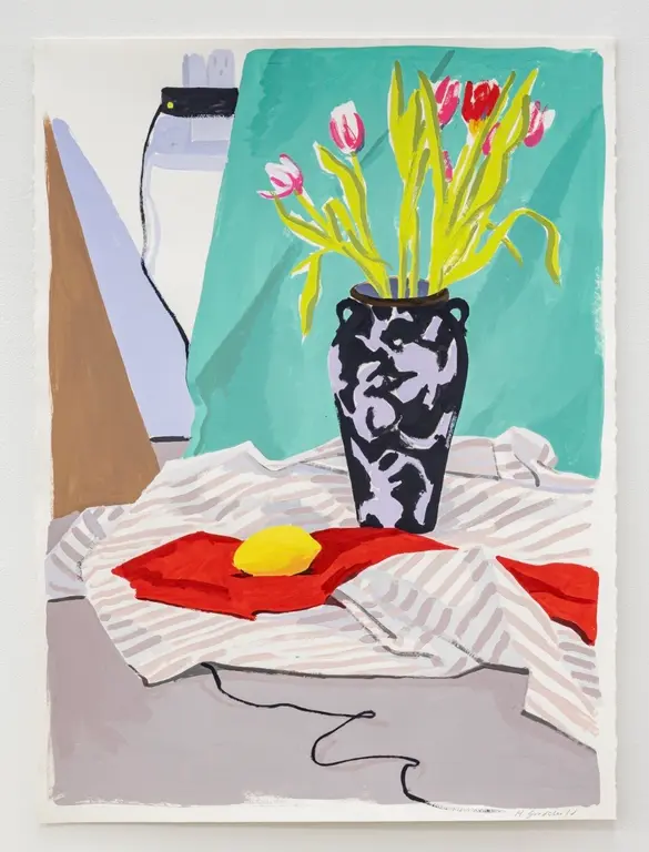 Image for Pink stripes with vase (decorated after Matisse tablecloth)