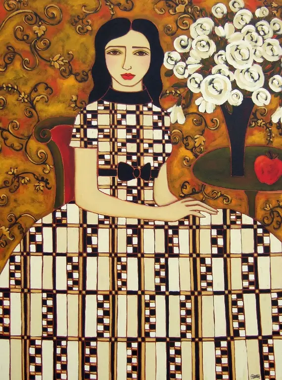 Image for Woman with Ivory Bouquet & Apple