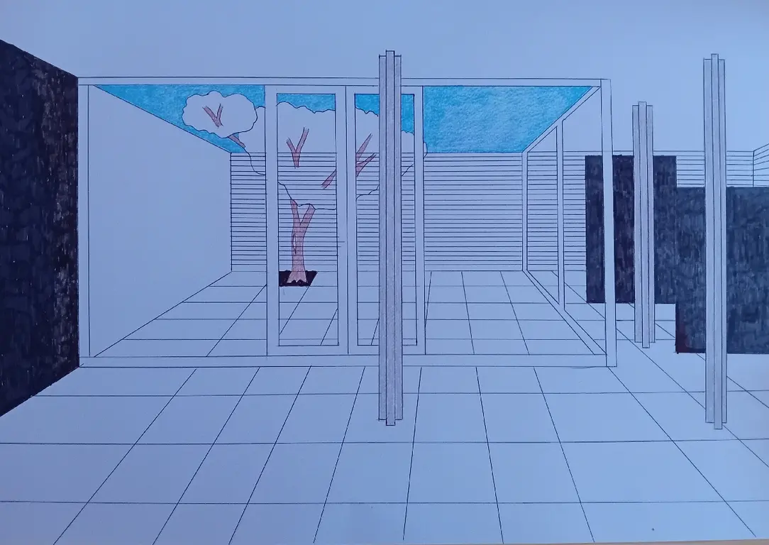 Image for Composition with plans and patios. The space about Mies Van der rohe.