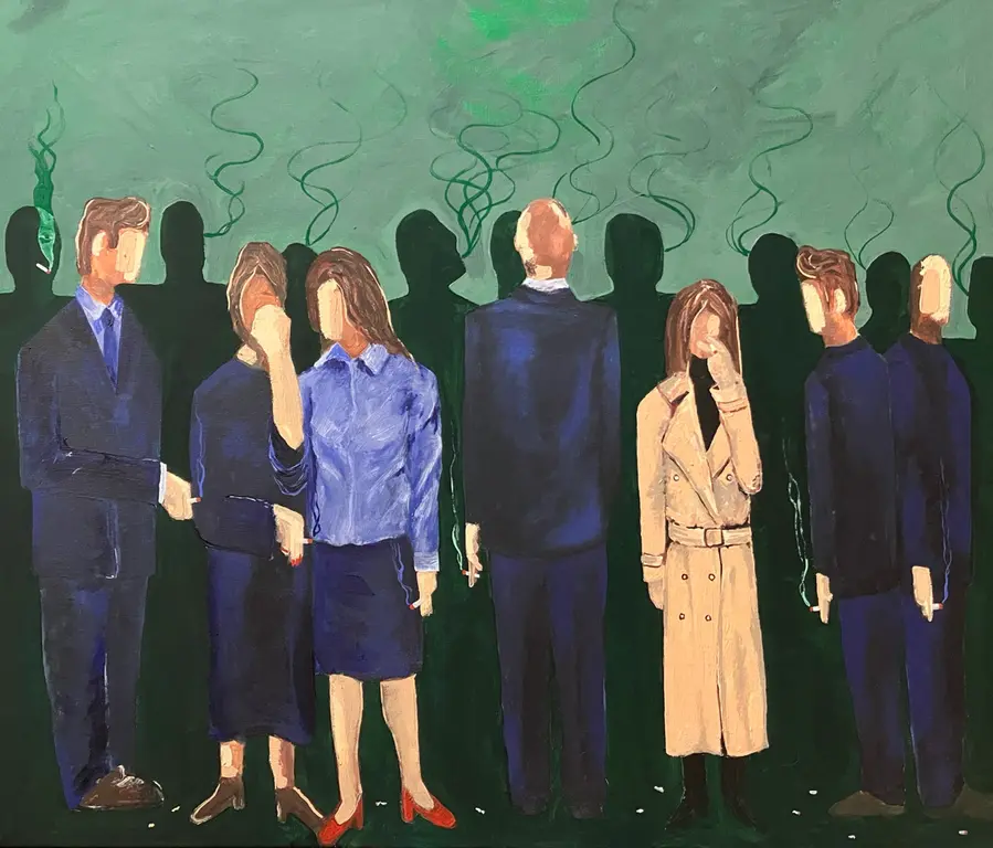 Image for Cigarette break in navy blue