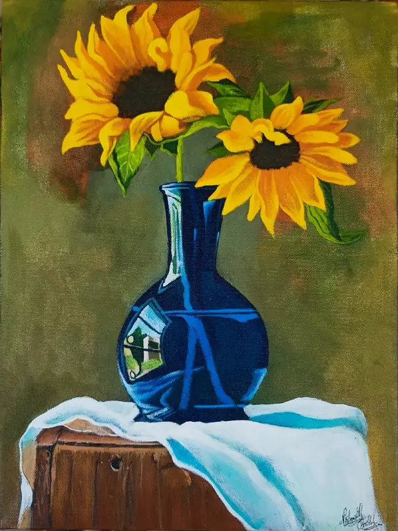 Image for Sunflowers in Blue Vase