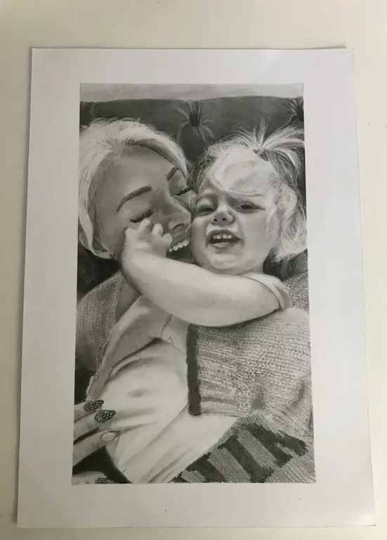Image for Custom Portrait Drawing – “Mother’s Love” Style | Graphite & Charcoal on A4 Paper | Hand-Drawn from Your Photo