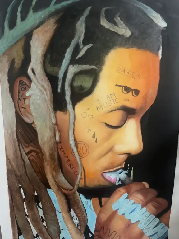 Image for Lil Wayne realism portrait oil painting