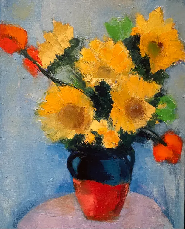 Image for Clay Pot with Sunflowers
