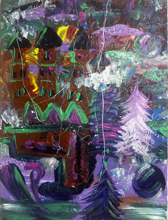 Image for Abstract Castle Acrylic Painting 80X60 cm