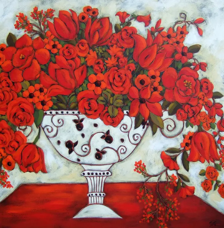 Image for Ivory Vase with Red Tulips